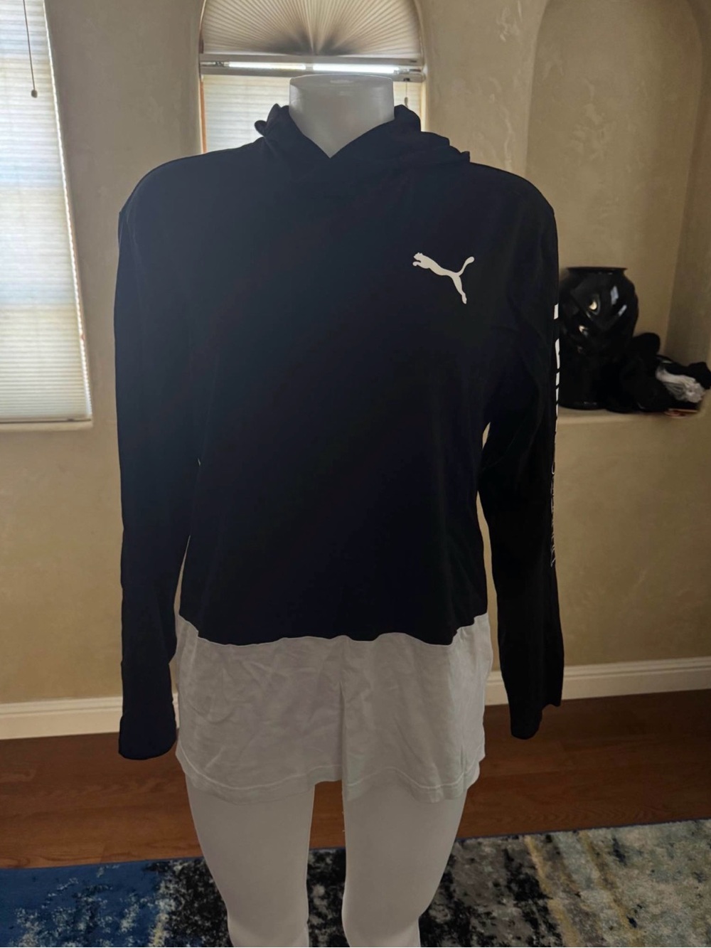 Unisex Men’s Women’s Black White Puma Hoodie Top Sz Small